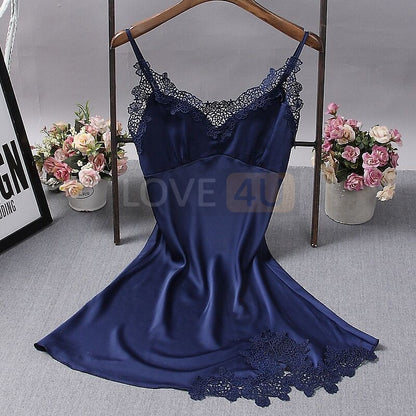 (Ready Stock) Women Sexy Lingerie Silk Lace Robe Dress Babydoll Nightdress Nightgown Sleepwear