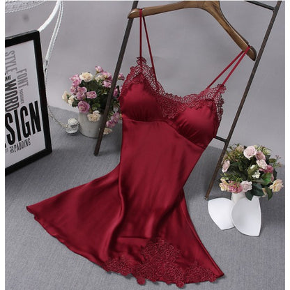 (Ready Stock) Women Sexy Lingerie Silk Lace Robe Dress Babydoll Nightdress Nightgown Sleepwear