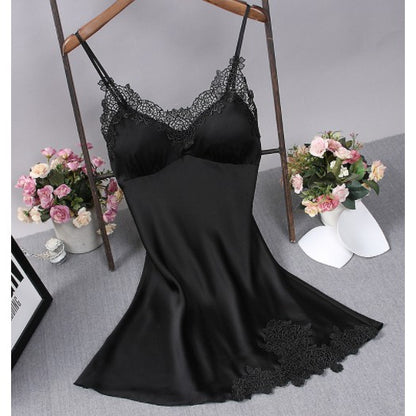 (Ready Stock) Women Sexy Lingerie Silk Lace Robe Dress Babydoll Nightdress Nightgown Sleepwear