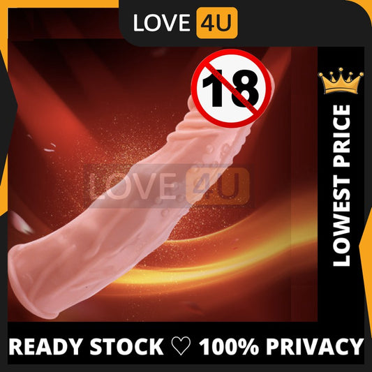 【LOVE4U】Cock Extension Size Bigger Tahan Lama Reusable condom sleeve Time Delay Transparent Light Black Flesh Nude