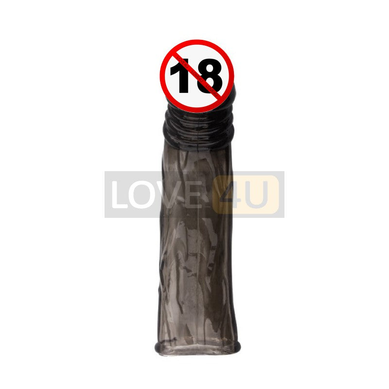 【LOVE4U】Cock Extension Size Bigger Tahan Lama Reusable condom sleeve Time Delay Transparent Light Black Flesh Nude