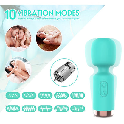 LOVE4U Mini Vibrator with Female Clitoris Stimulator Sex Toys for Womans AV Magic Wand for Adult 18 Masturbator Silic