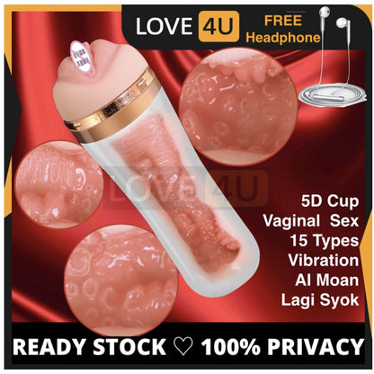 LOVE4U 5D Vagina Fake Pussy Fleshlight Masturbator For Men Masturbation Cup Alat Lancap Seks Laki Pepek Palsu