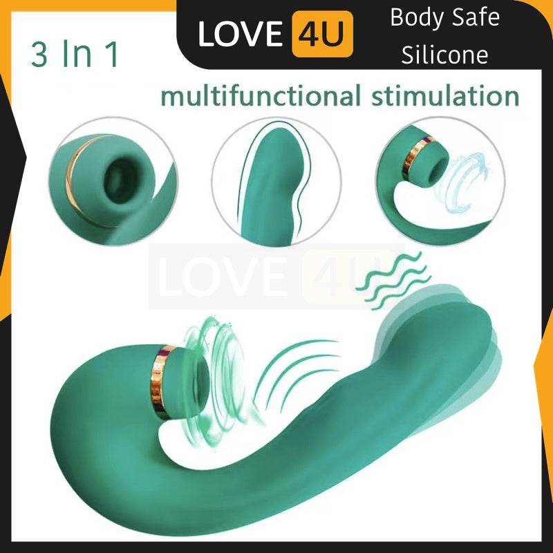 【LOVE4U】3 In 1 Dildo Vibrator  G Spot Stimulation Vibrator For Women Dildo Adult Toys Nipple Sucker/Nipple Vibrator