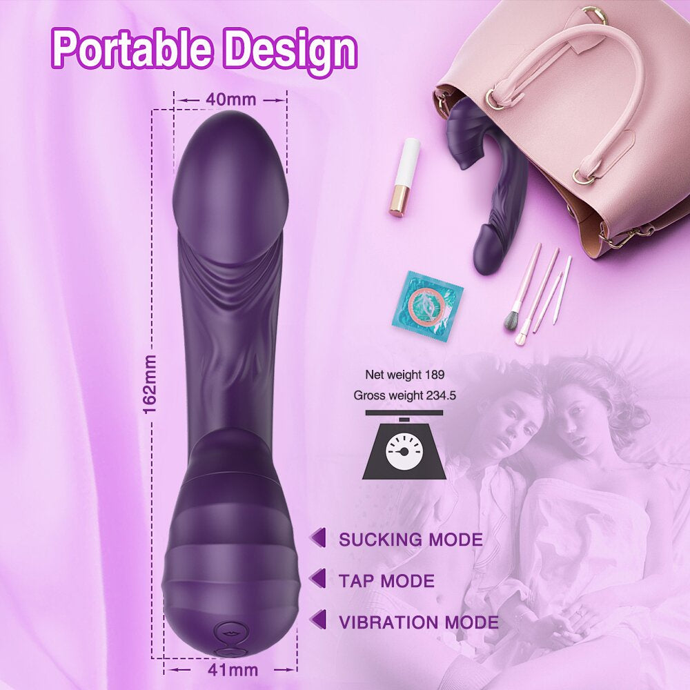 【LOVE4U】3 In 1 Licking Dildo Vibrator G Spot Stimulation Vibrator For Women Dildo Adult Toys Nipple Licking Vibrator