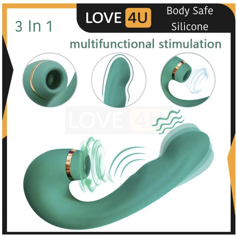 【LOVE4U】3 In 1 Dildo Vibrator  G Spot Stimulation Vibrator For Women Dildo Adult Toys Nipple Sucker/Nipple Vibrator