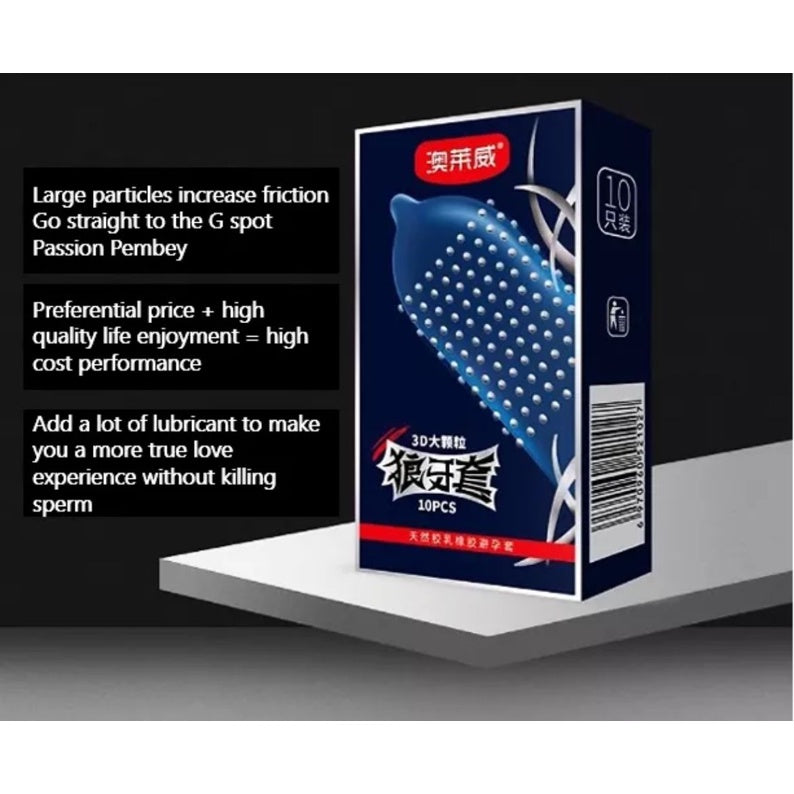 LOVE4U High Quality G-Spot Large Dotted Delay Condom 10pcs/Box Kondom tahan lama condom for men long lasting condom