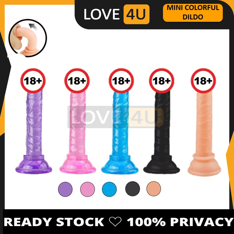 LOVE4U  Mini Suction Colorful manual flexible Anal Dildo Penis Masturbation Silicone Realistic Seks Toy Zakar Palsu