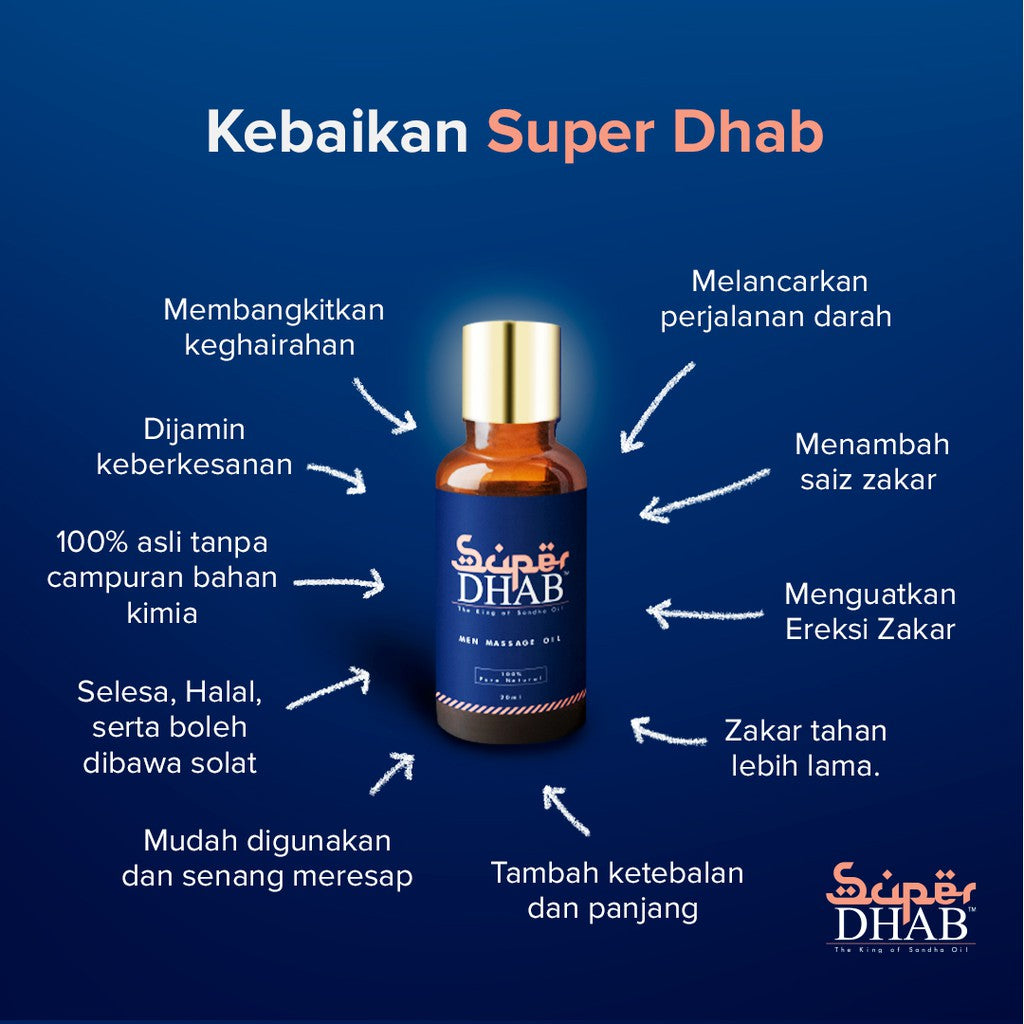 IMPORTED 100% ORIGINAL SUPER DHAB MINYAK DHAB 100% ASLI TANPA BAHAN KIMIA Minyak Lintah Minyak Belacak Enlarge Penis Oil