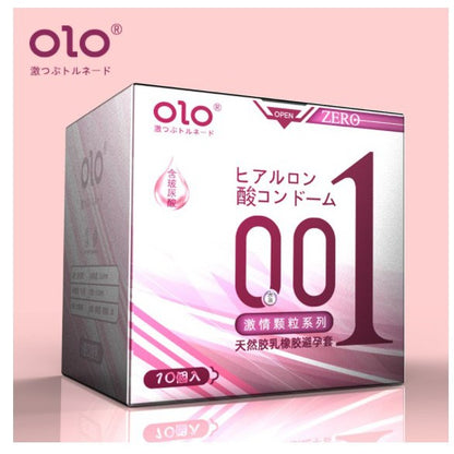 OLO 'Thinnest 001' Condom Classic Ultra Thin Anatomic Long Lasting Dotted Hyaluronic Acid 10pcs Kondom Tahan Lama 超薄保险套