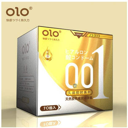 OLO 'Thinnest 001' Condom Classic Ultra Thin Anatomic Long Lasting Dotted Hyaluronic Acid 10pcs Kondom Tahan Lama 超薄保险套