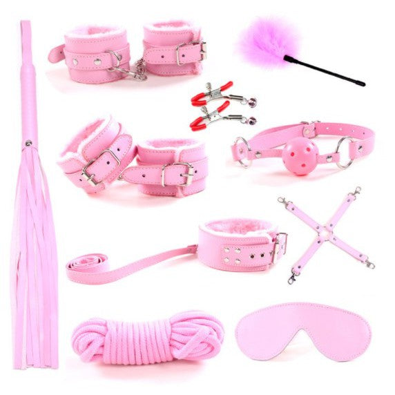 【10 in 1】CHEAPEST Sexual Abuse Tools Leather Plush SM BDSM Hand and Foot Copy Set Sex Toys Ikat Gali Tangan Seks