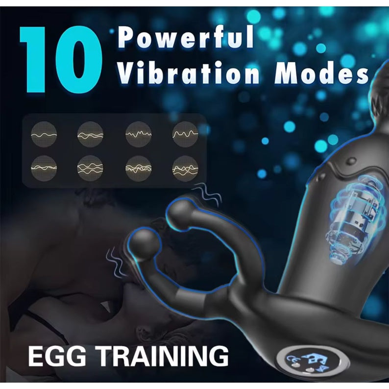 LOVE4U 10 Vibration Modes Wireless Remote APP Button Control Silicone Anal Prostate Massager Beads Cockring Vibrator Toy