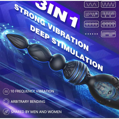 LOVE4U 10 Vibration Modes Wireless Remote APP Button Control Silicone Anal Prostate Massager Beads Cockring Vibrator Toy