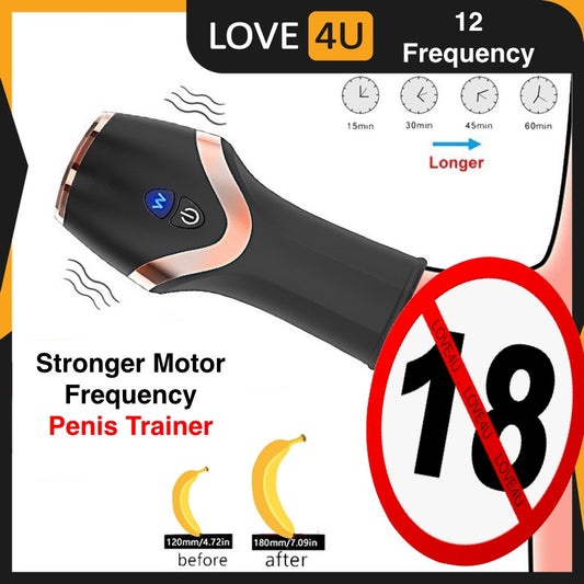 LOVE4U 12 Frequency Zakar Trainer Suction Cup Turtle Head Enlargement Male Masturbator Vagina Alat Lancap