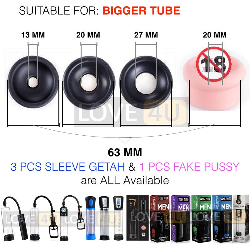 Penis Pump Accessory Getah Set Penis Pump Sleeve Ring Fake Pussy Silicone Rubber Ring Sleeve for Men Pam Zakar Getah