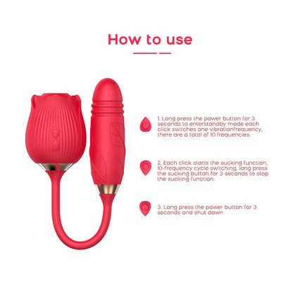 [LOVE4U] Rose Sucker Vibrator For women/Sex Toy For Women/Sex/Adult Toys For Women/Vibrator with Dildo Thrusting Great