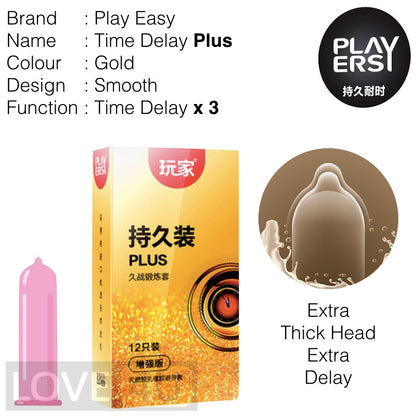 PLAY ERSY Plus Condom Time Delay Plus Condom Tahan Lama Kondom 玩家延时套 12pcs Wholesale Price (Ready Stock in Malaysia)