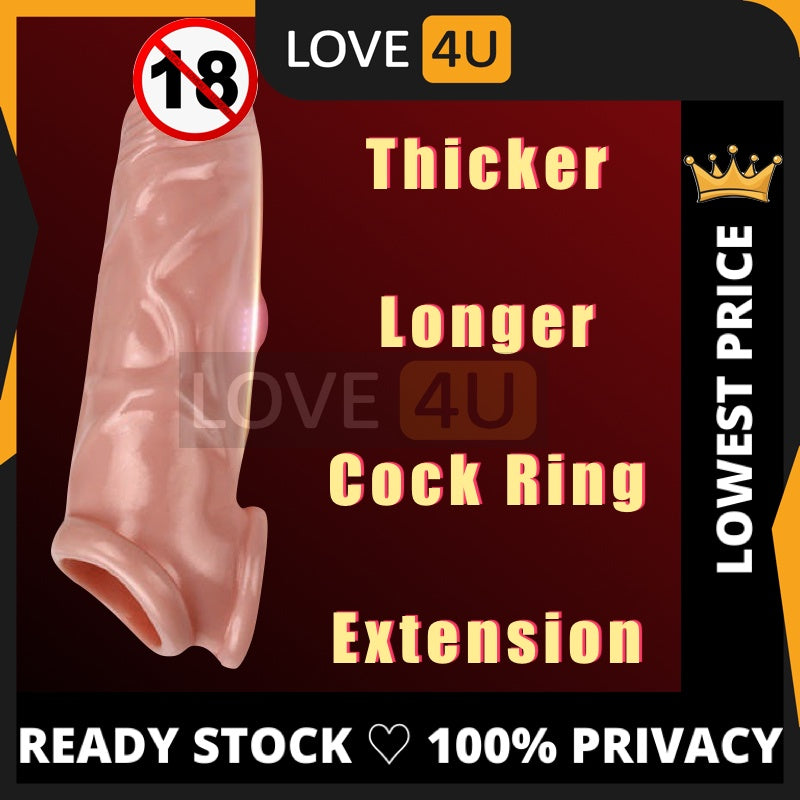 【LOVE4U】Cock Extension Penis Ring Time Delay Penis Sleeve Size Bigger Kondom Tahan Lama Reusable Condom Sleeve Pembesar