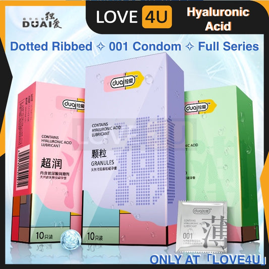 【LOVE4U】 DUAI Condom Original 001 Condom Ultra Thin Anatomic Long Lasting Dotted Ribbed Hyaluronic Acid 10pcs/Box Kondom