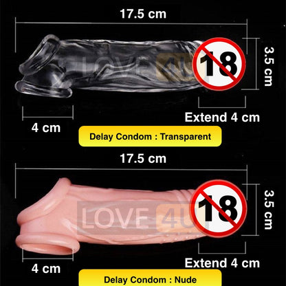 【LOVE4U】Cock Extension Penis Ring Time Delay Penis Sleeve Size Bigger Kondom Tahan Lama Reusable Condom Sleeve Pembesar