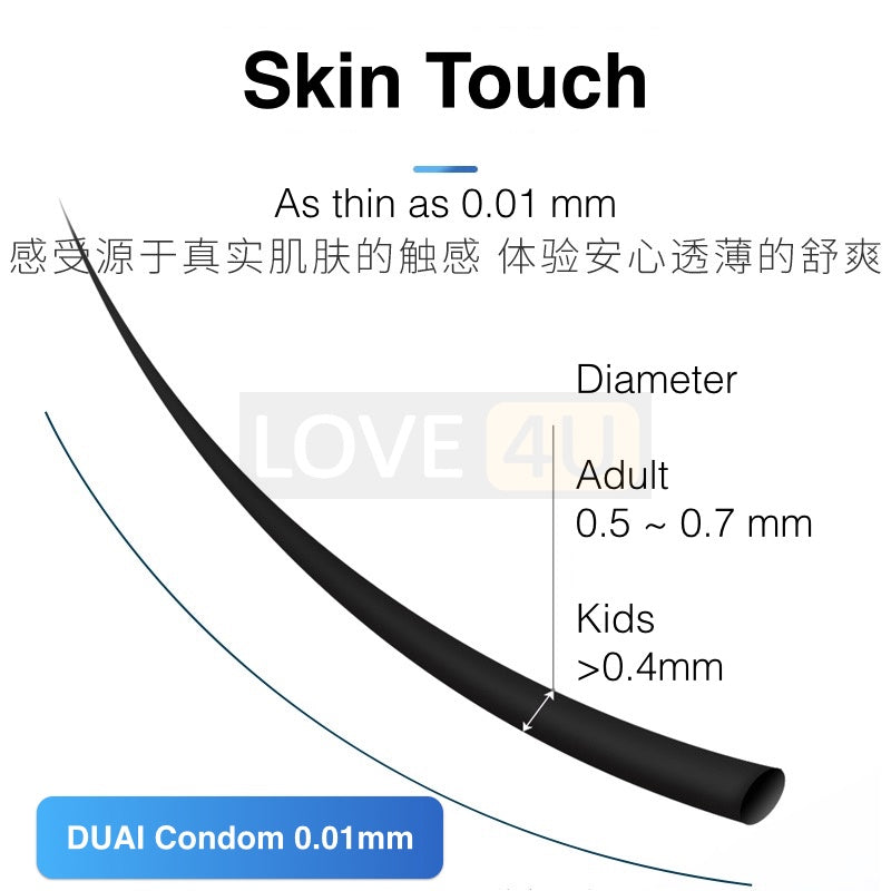 【LOVE4U】 DUAI Condom Original 001 Condom Ultra Thin Anatomic Long Lasting Dotted Ribbed Hyaluronic Acid 10pcs/Box Kondom