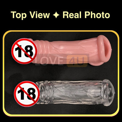 【LOVE4U】Cock Extension Penis Ring Time Delay Penis Sleeve Size Bigger Kondom Tahan Lama Reusable Condom Sleeve Pembesar