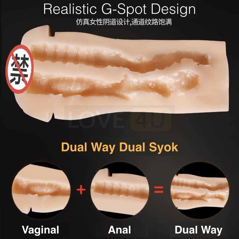 【LOVE4U】2 In 1 Male Masturbator Vagina + Anal 飞机杯 Men Toys Sex Toys For Men Alat Lancap Lelaki Adult Toys 模拟假阴道+肛门后庭洞性玩具