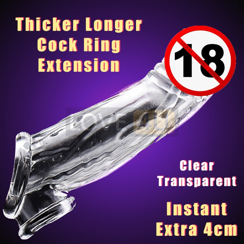 【LOVE4U】Cock Extension Penis Ring Time Delay Penis Sleeve Size Bigger Kondom Tahan Lama Reusable Condom Sleeve Pembesar