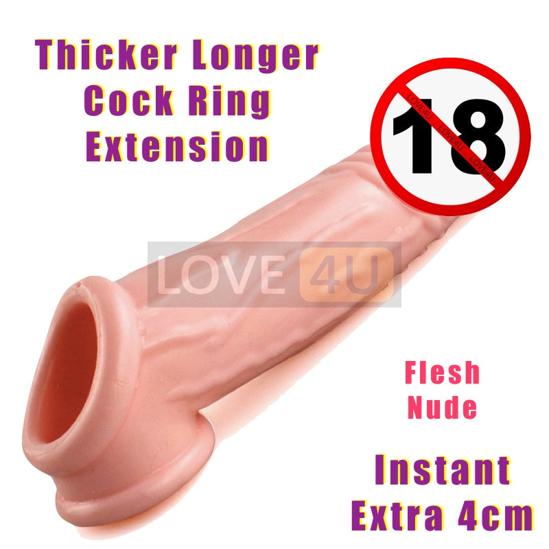 【LOVE4U】Cock Extension Penis Ring Time Delay Penis Sleeve Size Bigger Kondom Tahan Lama Reusable Condom Sleeve Pembesar