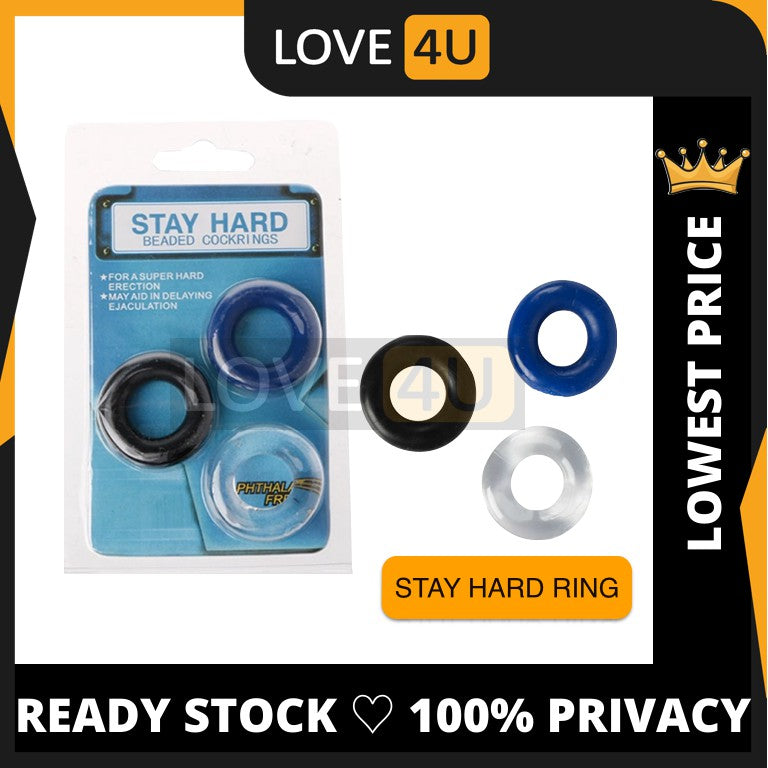 (READY STOCK) Stay Hard Beaded 3pcs Silicone Penis Ring Cock Delay Ring Adult Male Sex Toy