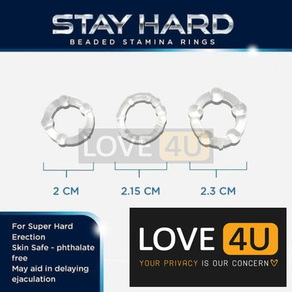 (READY STOCK) Stay Hard Beaded 3pcs Silicone Penis Ring Cock Delay Ring Adult Male Sex Toy