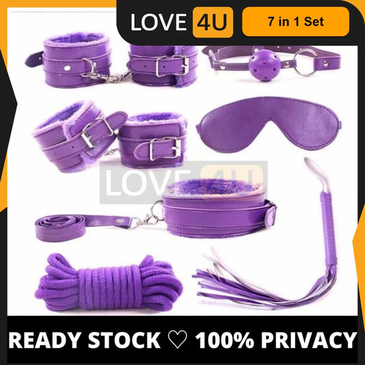 LOVE4U [CHEAPEST] Adult Pleasure 7 in 1 Set Sex Toys Synthetic Leather Bedroom Products for Adults Sex SM BDSM