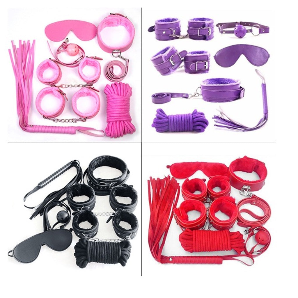 LOVE4U [CHEAPEST] Adult Pleasure 7 in 1 Set Sex Toys Synthetic Leather Bedroom Products for Adults Sex SM BDSM