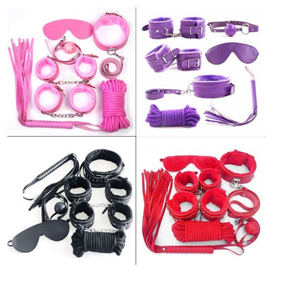 LOVE4U [CHEAPEST] Adult Pleasure 7 in 1 Set Sex Toys Synthetic Leather Bedroom Products for Adults Sex SM BDSM