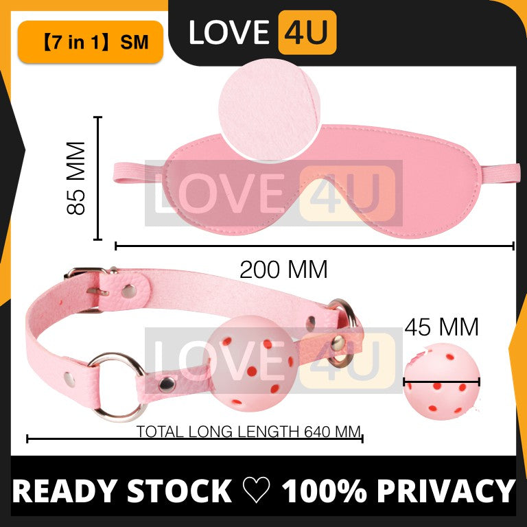 LOVE4U [CHEAPEST] Adult Pleasure 7 in 1 Set Sex Toys Synthetic Leather Bedroom Products for Adults Sex SM BDSM