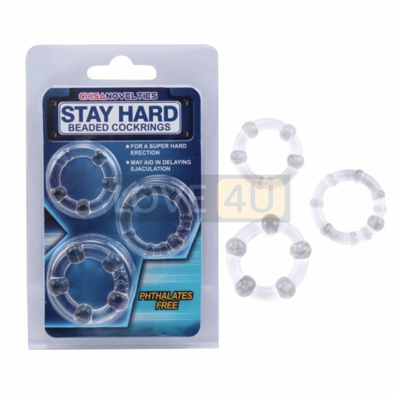 (READY STOCK) Stay Hard Beaded 3pcs Silicone Penis Ring Cock Delay Ring Adult Male Sex Toy