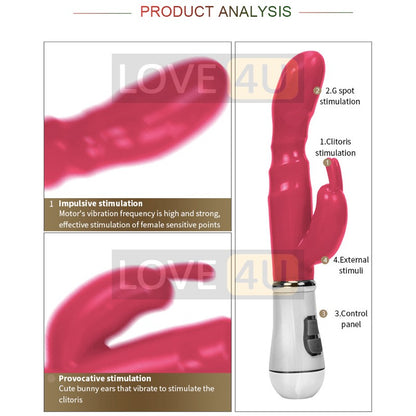 【LOVE4U】DILDO Vibrator Jack Rabbit Vibrating Dildo Thrusting G Spot Vibrator Massager Women Toy with FreeGift 按摩棒