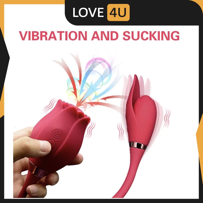 [LOVE4U] Rose Sucker Vibrator For women/Sex Toy For Women/Sex Toy/Adult Toys For Women/ROSE VIBRATOR WITH LEAF