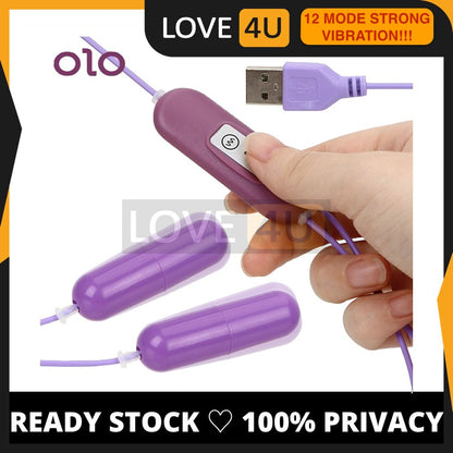 (Ready Stock) 12 Modes Strong Vibration USB Double Bullet Jump Egg Clitoris Vibrator For Women