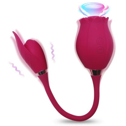 [LOVE4U] Rose Sucker Vibrator For women/Sex Toy For Women/Sex Toy/Adult Toys For Women/ROSE VIBRATOR WITH LEAF