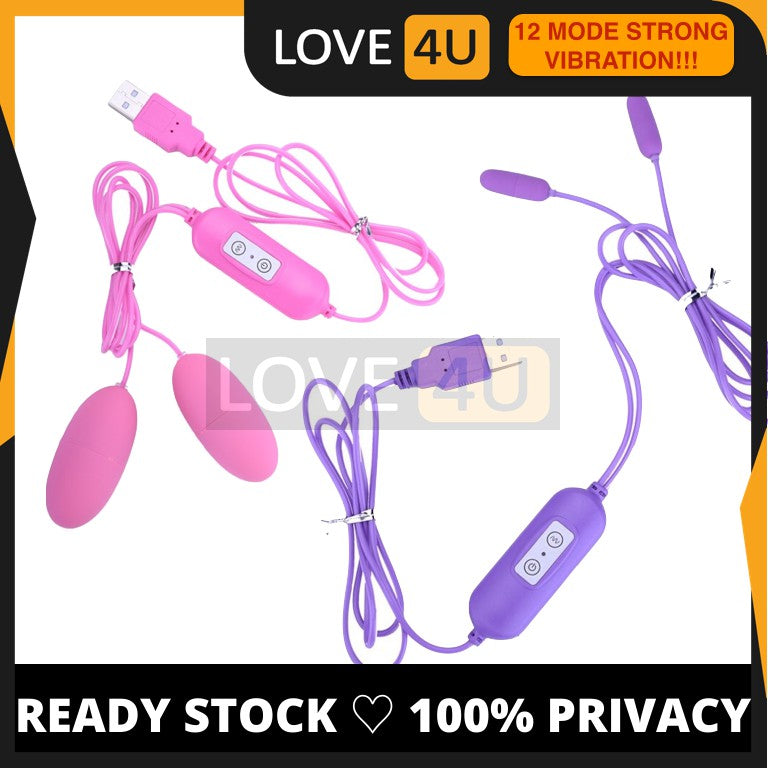 (Ready Stock) 12 Modes Strong Vibration USB Double Bullet Jump Egg Clitoris Vibrator For Women