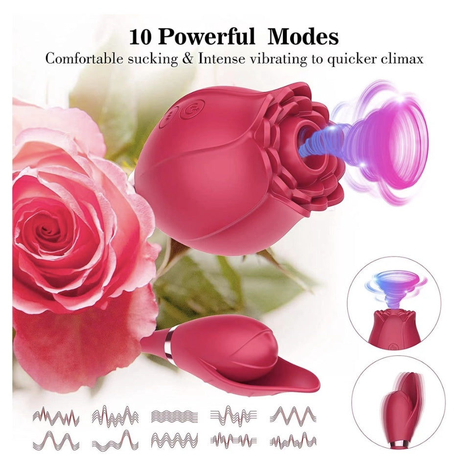 [LOVE4U] Rose Sucker Vibrator For women/Sex Toy For Women/Sex Toy/Adult Toys For Women/ROSE VIBRATOR WITH LEAF