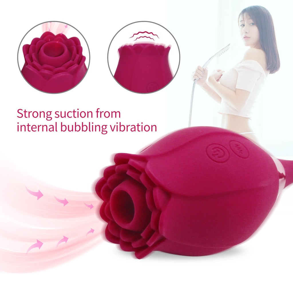 [LOVE4U] Rose Sucker Vibrator For women/Sex Toy For Women/Sex Toy/Adult Toys For Women/ROSE VIBRATOR WITH LEAF