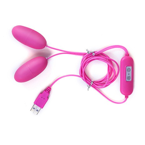 (Ready Stock) 12 Modes Strong Vibration USB Double Bullet Jump Egg Clitoris Vibrator For Women