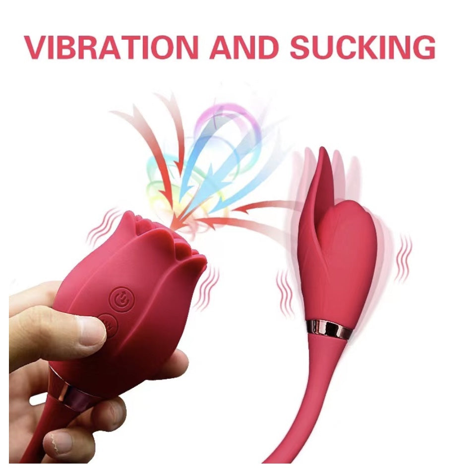 [LOVE4U] Rose Sucker Vibrator For women/Sex Toy For Women/Sex Toy/Adult Toys For Women/ROSE VIBRATOR WITH LEAF