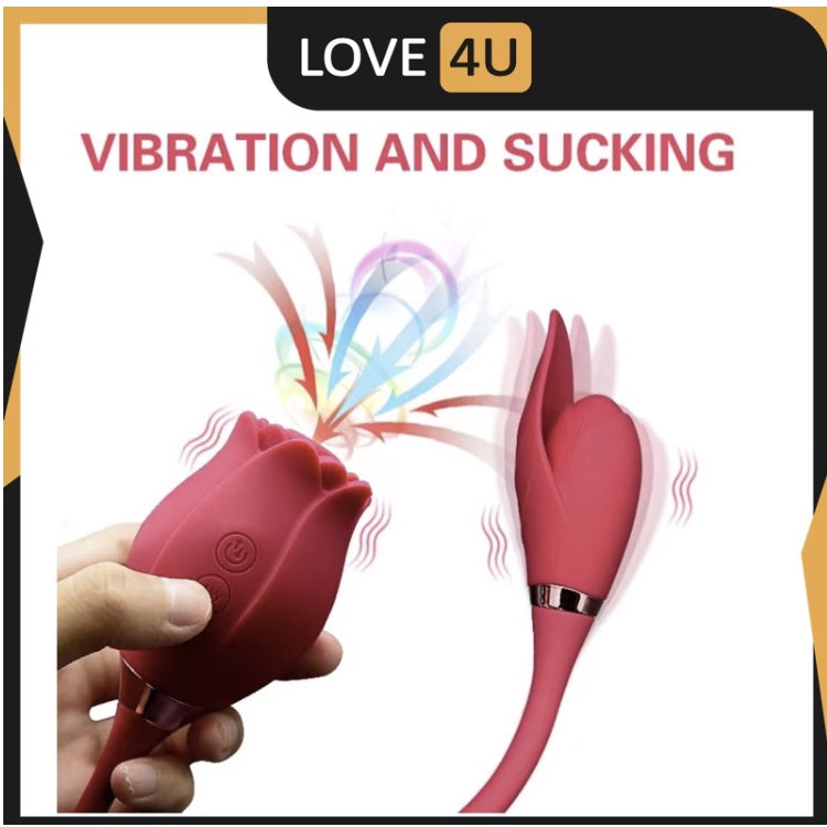 [LOVE4U] Rose Sucker Vibrator For women/Sex Toy For Women/Sex Toy/Adult Toys For Women/ROSE VIBRATOR WITH LEAF