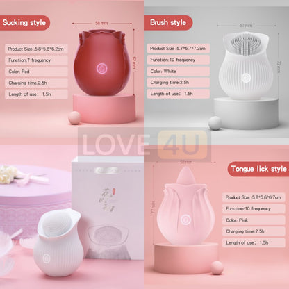 【LOVE4U】OMYSKY FLOWER BUD CLITORAL SUCTION LICKING VIBRATING NIPPLE SUCKER For Her Vibrator for Women G-Spot Vibrator