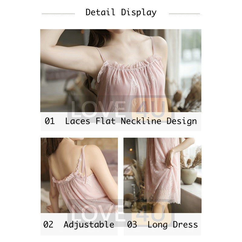 【Ready Stock】Sweet Princess Loose Design Lace Sexy Lingerie Sleepwear Nightwear Pyjamas「4 Colour」