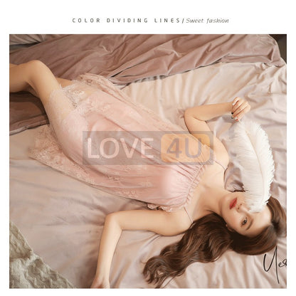 【Ready Stock】Sweet Princess Loose Design Lace Sexy Lingerie Sleepwear Nightwear Pyjamas「4 Colour」